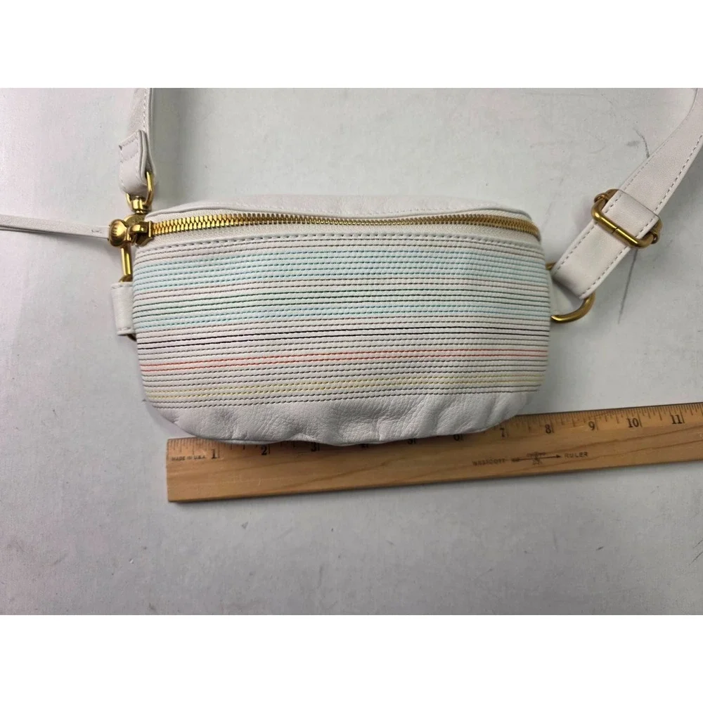HOBO Fern Belt Bag‎ White Leather Zip Crossbody Shoulderbag